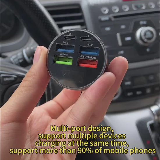 UltraFast 6Port Smart Car Charger with Digital Display