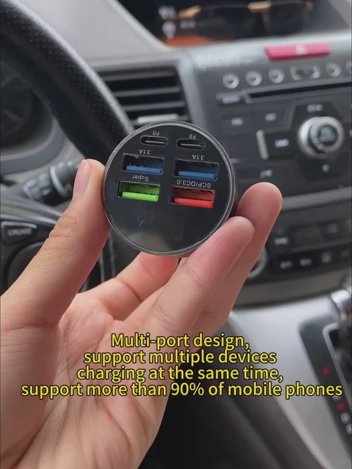 UltraFast 6Port Smart Car Charger with Digital Display