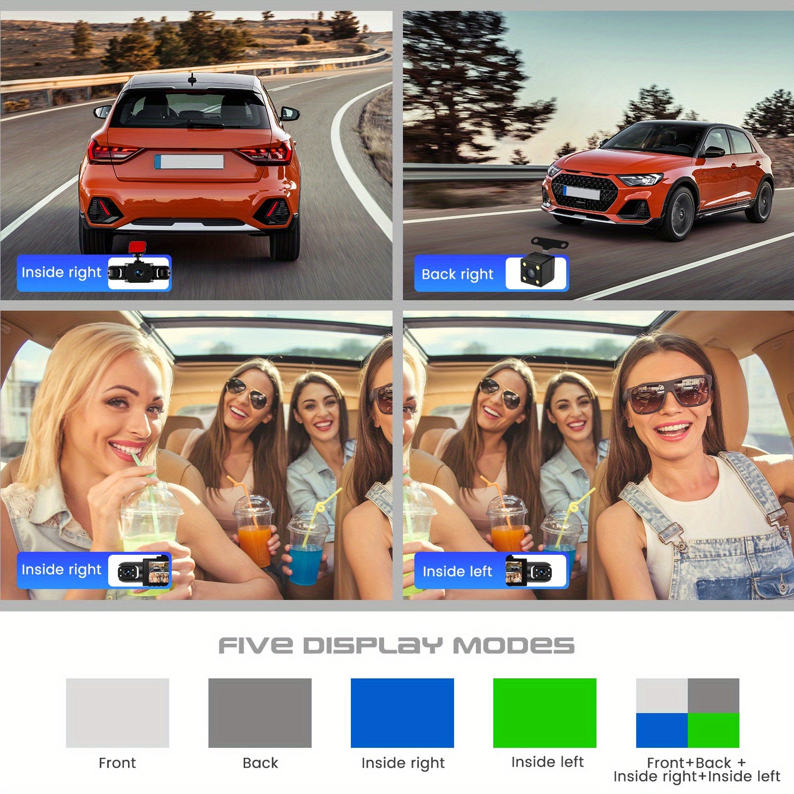 360 4Lens 1080P Car Dash Cam with Night Vision