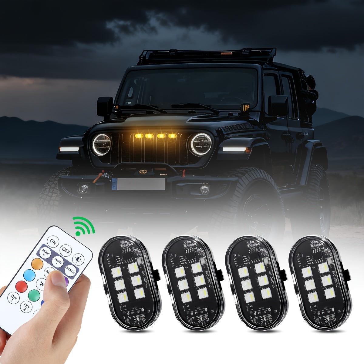 RGB LED Neon Lights Mood Decor Car Grille Remote Control